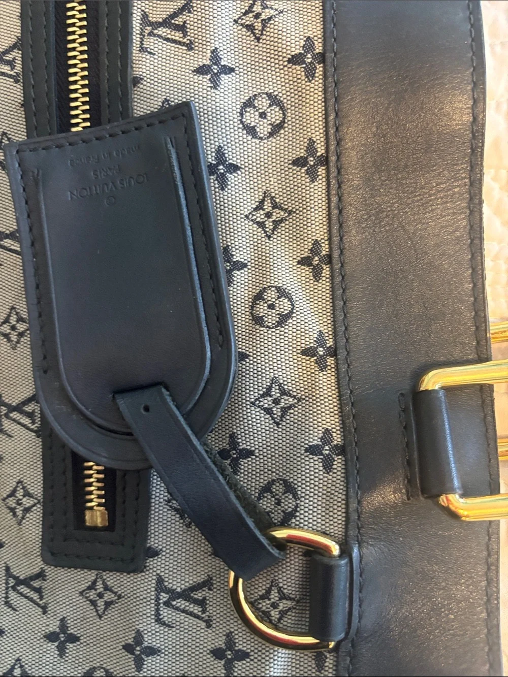 Louis Vuitton blue gray Monogram Canvas Tote Bag mini Lin Lucille